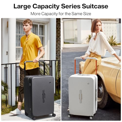 mixi 26 Inch Large Checked Luggage Suitcase with Spinner Wheels Upgrade Wide Handle PC Hard Shell Rolling Travel Suitcase with TSA Lock, Rock Gray
