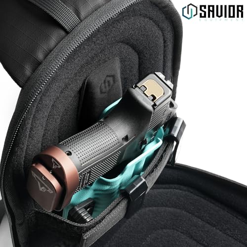Savior Equipment Obscura Sling Bag Tactical EDC Crossbody Case Pistol Bag, Low-Profile Design Holster Compatible Single Pistol Soft Case with Rapid Access Admin Pocket (Blackout, Medium (5L))