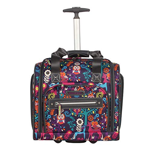 Lily Bloom Designer 15 Inch Carry On - Weekender Overnight Business Travel Luggage - Lightweight 2- Rolling Wheels Suitcase - Under Seat Rolling Bag for Women (Wildwoods)