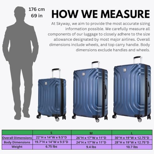 Skyway Nimbus 4.0 Expandable, Durable Hardside, 4 Wheel Spinner, Lightweight Suitcase, Unisex, Stylish, Maritime Blue, Carry-On 20-Inch