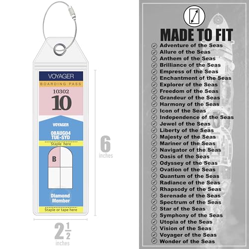 Cruise On Royal Caribbean Cruise Luggage Tag Holder (4 Pack) – Fits All Royal Caribbean Ships, Durable Travel ID Holders for 2026-2027 Cruises, Clear Waterproof Cruise Essentials