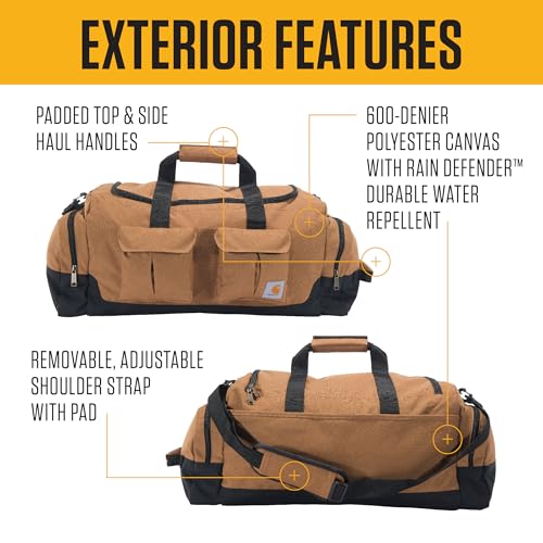 Carhartt 40L Utility Duffel, Heavy-Duty Gear Bag for Jobsite, Gym, & Travel, Duffel Bag (Black), 40L