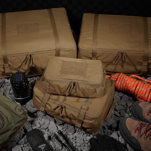 PETAC GEAR 4 PCS Tactical Modular Packing Cubes with Waterproof Material, Large Capacity Storage Bag, Easy Clean Outdoor Travel Organize Storage Pouches Bags (CB)