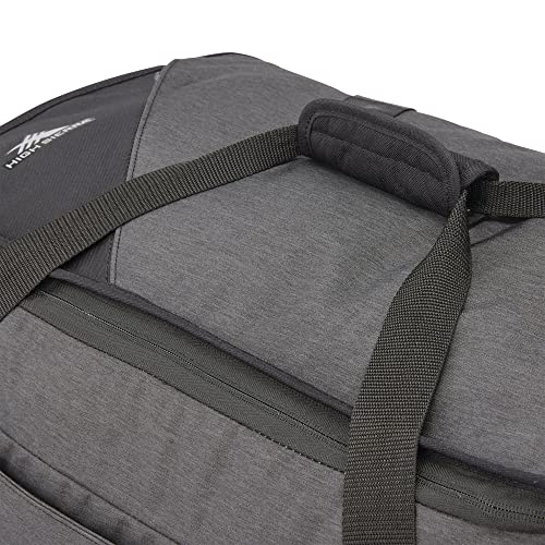 High Sierra Forester 28 Inch Roomy Water Resisting Wheeled Duffel w/Padded Grab Handles, Interior Cross Straps, & Easy to Clean Interior, Black Heather