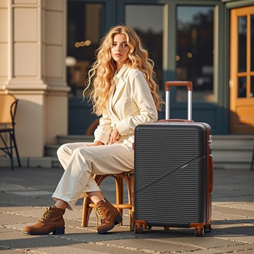 Cosbarn Carry On Luggage Set 22x14x9 Airline Approved, 3 Piece 20 Inch Lightweight ABS Hardside Suitcases with Wheels and TSA Lock, Durable Waterproof Travel Suitcase for Men Women