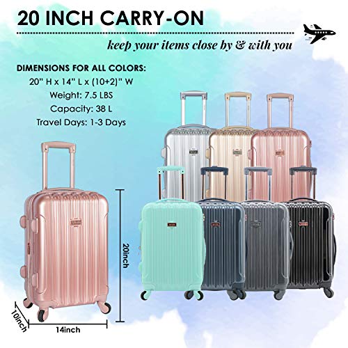 kensie 20" "Alma" Carry-On TSA-Lock Spinner Luggage, Rose Gold