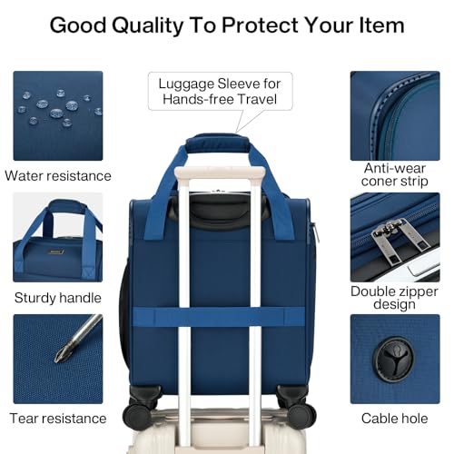 MILADA Underseat Carry On Luggage with Wheels, Airline Approved 16-inch Spinner Small Suitcase, Softside Travel Luggage, Personal Item Overnight Bag, Business Mini Suitcase for Women and Men, Blue