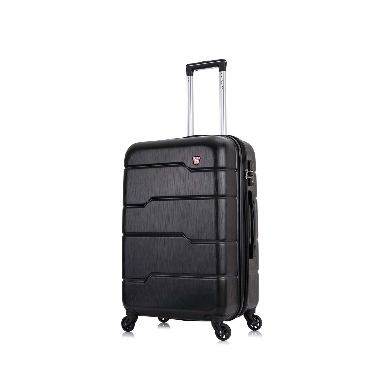DUKAP RODEZ Hardside Luggage with Ergonomic Handles and TSA Lock | Spacious Traveling Suitcase, Travel Suitcase with Four Spinner Wheels and Studs | 24" Medium Luggage | Black