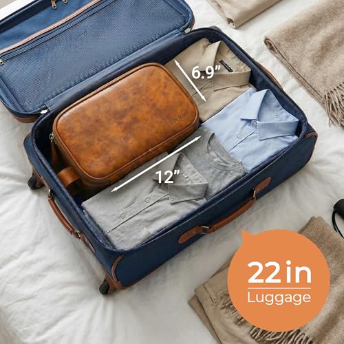 Elviros Toiletry Bag for Men, Large Travel Shaving Dopp Kit Water-resistant Bathroom Toiletries Organizer PU Leather Cosmetic Bags