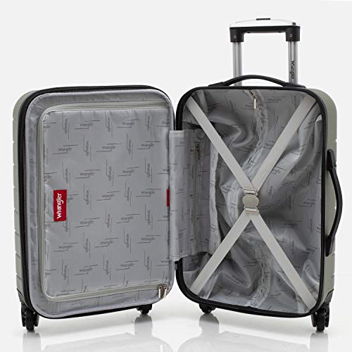 Wrangler Smart Spinner Hardside Luggage, 22-Inch Carry-On, Olive Green