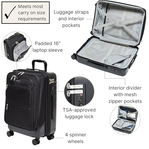 Baggallini Set Wave 22” 4 Wheel Hybrid Carry-On Luggage - Lightweight Carry On Suitcase with Wheels