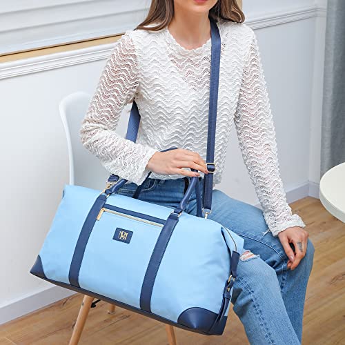 BADGLEY MISCHKA Barbara XL Canvas Weekender Duffel Bag (Light Blue)