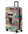 KARL LAGERFELD Paris Women's Logo Explosion Upright Hardside Suitcase, Multi, Large