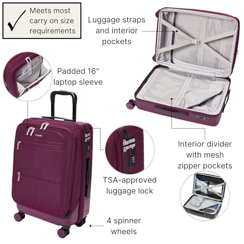 Baggallini Set Wave 22” 4 Wheel Hybrid Carry-On Luggage - Lightweight Carry On Suitcase with Wheels