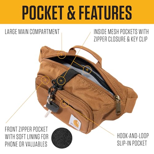 Carhartt Classic Adjustable Sling Bag, Durable, 600-Denier Water Resistant Hip Pack, Essential Waist Pack (Carhartt Brown)
