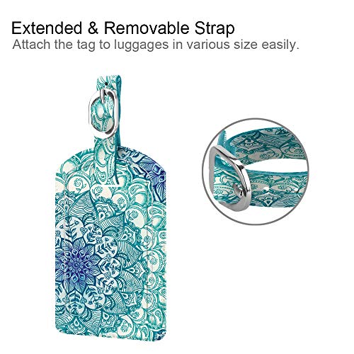FINTIE 2 Pack Luggage Tags, Leather Name ID Labels with Privacy Cover for Travel Bag Suitcase, Theme - Emerald Illusions
