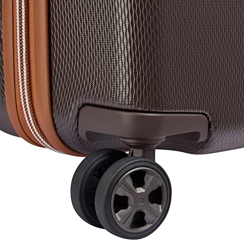 DELSEY PARIS Chatelet Air 2.0 Checked Suitcase 24 Inch Medium, Hardside Polycarbonate Luggage, Dual-Density Spinner Wheels, TSA Lock, Chocolate Brown