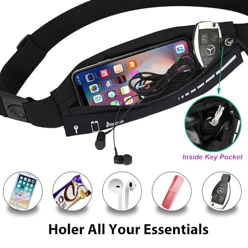 AIKENDO Slim Running Belt for Women Men,Runners Fanny Pack Phone Holder,Running Pouch Waist bag for Workout Jogging,Money Belt Running Gear Accessories