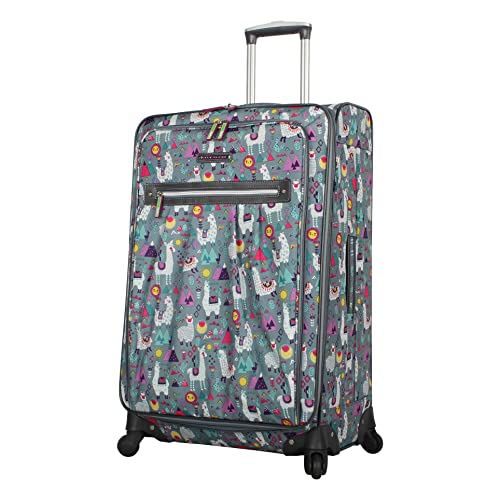 Lily Bloom Luggage 3 Piece Softside Spinner Suitcase Set Collection (Llama Mama)