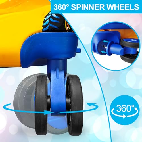Lightweight Hardshell Spinner Kids Luggage Set 2PCS with Wheels - Airplane Approved Carry-On Suitcase for Boys & Children Ages 3-10, Car Rolling Suitcases Set for Elementary Toddler Travel