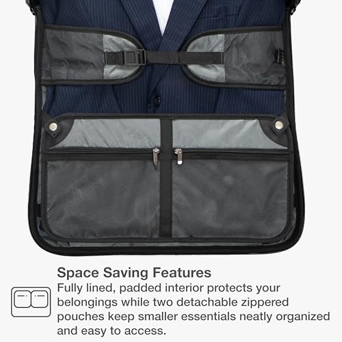Traveler's Choice Carry-On Softside 8-Wheeled Spinner Garment Bag Luggage, Black, 21-Inch
