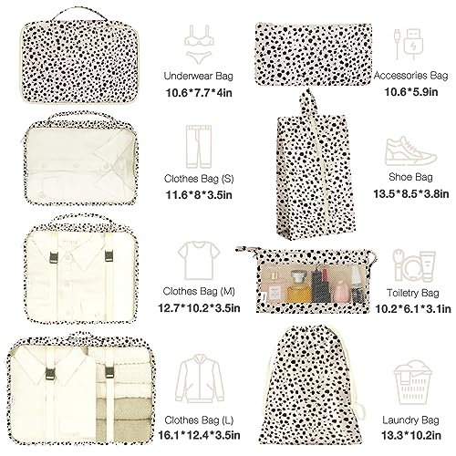 8 Set Packing Cubes for Suitcases, Packing Cube with Shoe, Cosmetics, Clothing, and Accessories Bags Packing Cubes for Travel Luggage Organizer(Leopard)