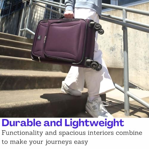 Skyway Epic Softside Carry-On Luggage - Lightweight Suitcase with Wheels for Travel | TSA Approved Carry-On Bag | Spinner Suitcase | Carry-On Luggage with Telescoping Handle, 20 inch, Surf Blue