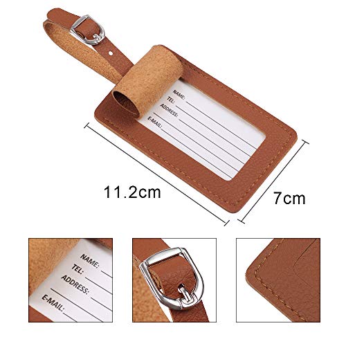Vigorport Luggage Tag，Leather Identifiers Travel Tags for Suitcase,Bag Tags with Name Card Holder-Set of 4