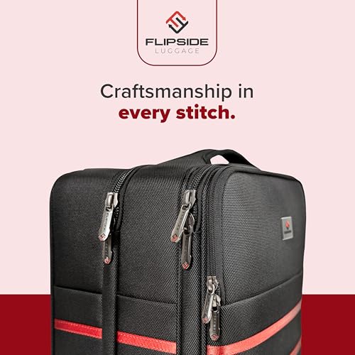 FlipSide Carry On Luggage 22"x14"x9" with Movable Partition for Clean & Dirty Clothes - Utility Pocket, AirTag Compartment with 360 Degree Spinner Wheels - Ideal for Frequent Travelers - Red Stripes