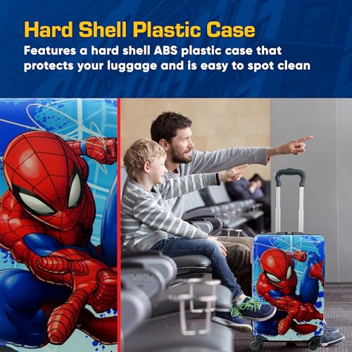 FUL Marvel Spider-Man Kids Suitcase for Boys and Girls | 21" Kids Carry On Luggage | Hardshell Rolling Suitcase with 360° Spinner Wheels | Airline Approved