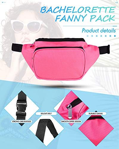 Weewooday 6 Pieces Neon Fanny Pack Adjustable Waist Bag 80s 90s Party Fanny Bags 2 Retro Zippers Travel Running Pack for Outdoor Rave Party Women Men Favors Gifts Supplies