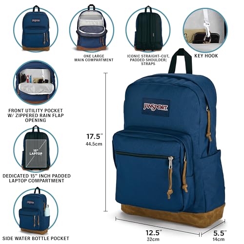 JanSport Right Pack Backpack - Durable Daypack with Padded 15" Laptop Sleeve, Spacious Main Compartment & Integrated Water Bottle Pocket - Black