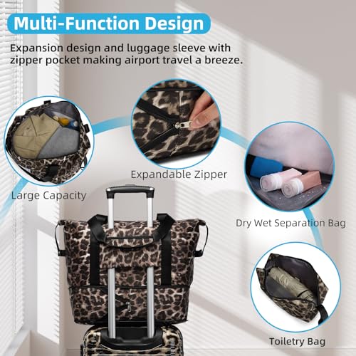 LARVENDER Luggage Sets 3 Piece, Hardside 20 IN Carry on Luggage Airline Approved PC+ABS Suitcase Set with Spinner Wheels TSA Lock, Lightweight Rolling Suitcase for Men and Women, Cheetah Print