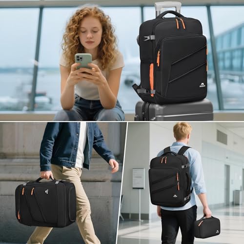MATEIN Personal Item Backpack 18x14x8 with Shoe Compartment Detachable, Airline Approved Carry On Backpack for Travel with Electronics Case, Lightweight Luggage Bag for Spirit Airlines Fits 17" Laptop