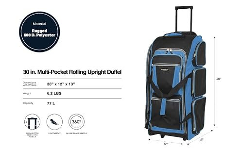 Travelers Club 30" Xpedition Rolling Duffel Bag, Blue