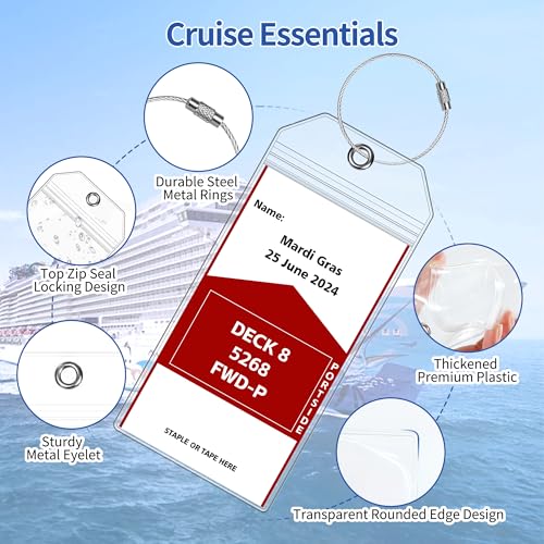 6 Pack Luggage Tags Travel Essentials & Cruise Essentials for NCL, Princess, Carnival, Royal Caribbean & Celebrity Cruise Ships by SEAVILIA