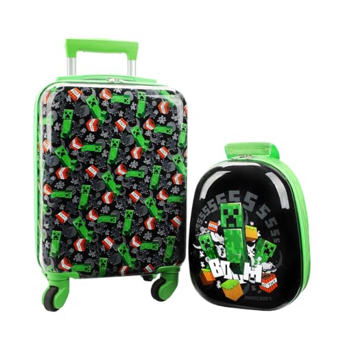 Bioworld Minecraft Creepers 2-Piece Backpack & 18" Luggage Set