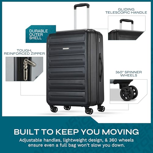 American Tourister Westridge Hardshell Luggage Set - 3 Piece Set - 20" Carry-On, 24” & 28” Checked Luggage Set with 360° Spinner Wheels - Expandable Suitcases for Extended Travel - Black