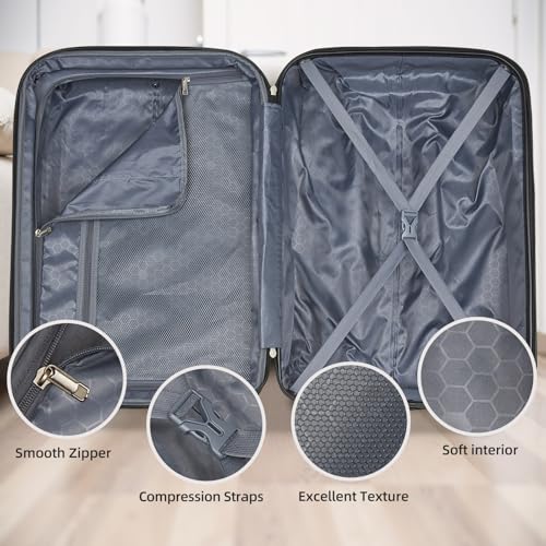 LARVENDER Luggage Sets 5 Piece Hardside Expandable Suitcase with Wheels Lock,PC+ABS Hardside Lightweight Rolling Suitcase for Women and Men,Cheetah