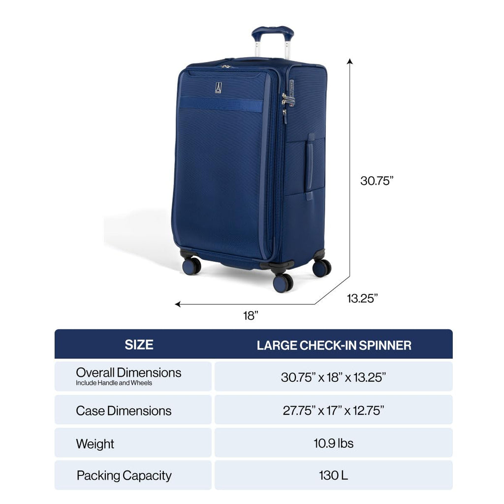 Travelpro VersaPack+ Lightweight Softside Expandable Checked Luggage, 8 Spinner Suitcase, TSA Lock, Men and Women, Checked Large 29-Inch, Desert Sage Green