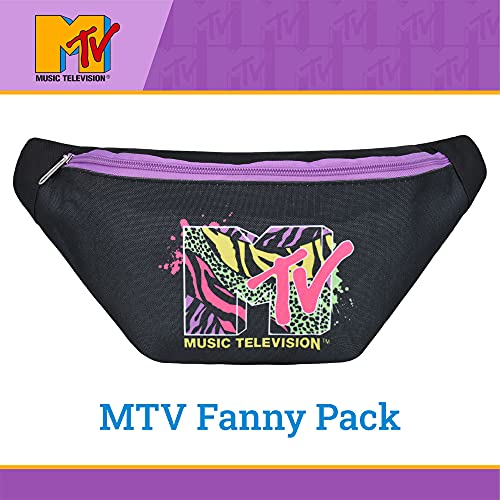 MTV Logo Fanny Pack, Waist Crossbody Bag for Men and Women, Belt Bag, Black