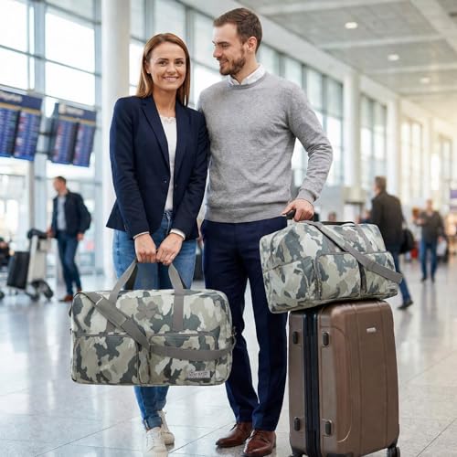 Lucky Travel Duffel Bags 65L, Gym Bag, Travel Bag & Large Duffle Bag for Men, Foldable Overnight Weekender Bags for Women & Men with Adjustable Shoulder Strap, Camo