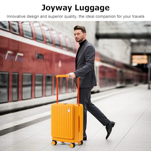 Joyway Hardshell Carry on Luggage with Front Pocket, Lightweight Hardside 20 Inch Suitcase with Spinner Wheels and TSA Lock (Orange, Carry on Luggage-20 Inch)