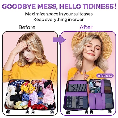 YAMIU Packing Cubes for Suitcases, 7 Pcs luggage organizer bags with Shoe Bag, 2 Waterproof Travel Toiletry Bags, Travel Cubes for Travel Essentials Travel Accessories