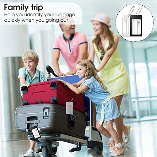 8 Pieces Luggage Tags Business Card Holder Aluminium Metal Durable Travel ID Bag Tag Bulk for Suitcases Backpacks Baggage Name Address Label Identifier(Silver, Black)