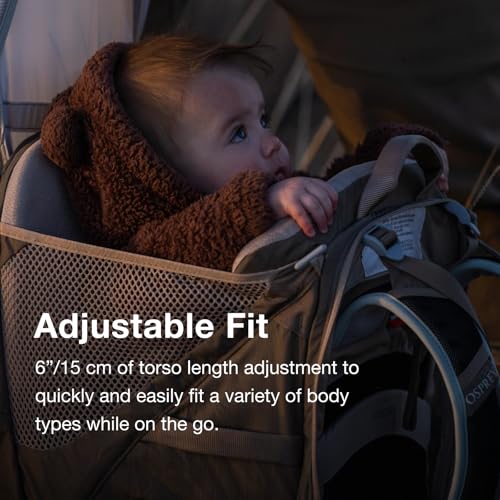 Osprey Poco Child Carrier Backpack - Adjustabel Travel Baby Carrier with Sunshade - Comfortable Hiking Carrief for Toddlers, Koseret Green