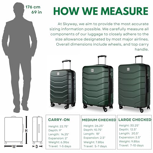 Skyway Luggage Silverton Hardside Collection – Lightweight Durable Suitcases with Wheels, Expandable Luggage for Travel Essentials with TSA Lock, 28-inch Large Checked, Thyme