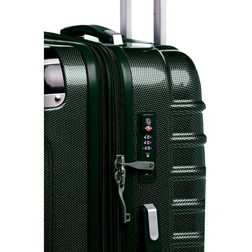 Gabbiano Vintage 3-Piece Luggage PC Hard Shell Set – Expandable Polycarbonate Luggage Set with Spinner Wheels, TSA Lock, Hardside Vintage Luggage Sets (Green, Medium 28")
