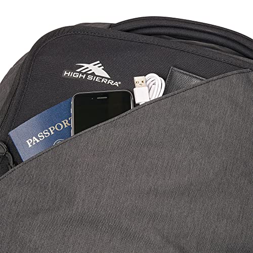 High Sierra Forester 28 Inch Roomy Water Resisting Wheeled Duffel w/Padded Grab Handles, Interior Cross Straps, & Easy to Clean Interior, Black Heather