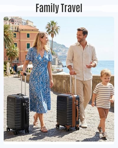 LIGHT FLIGHT Expandable Carry On Luggage 22x14x9 Airline Approved with Double Spinner Wheels, 20 Inch Lightweight Hard Shell Rolling Suitcases with TSA Lock, Gray